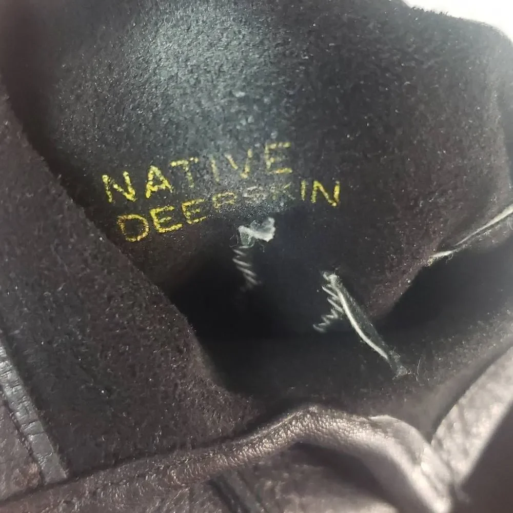 Vintage Native Deer Skin Black Leather Gloves